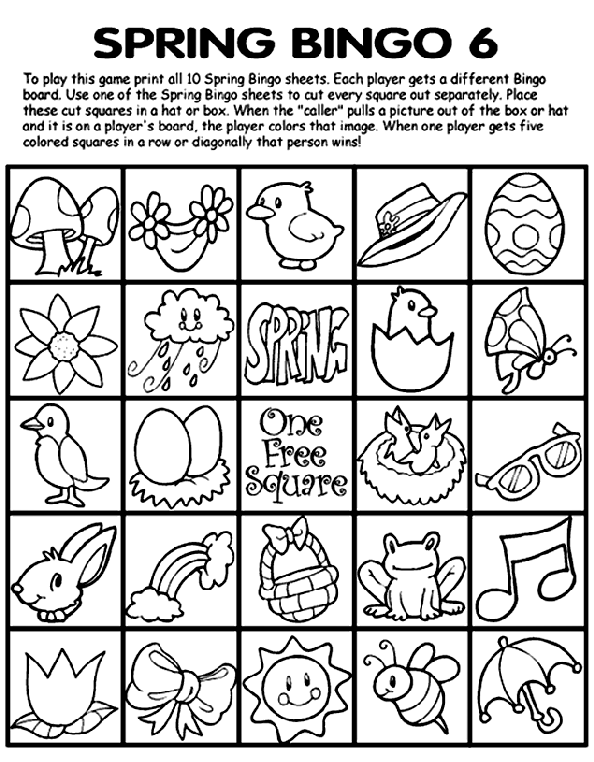 Spring Bingo 6 Coloring Page